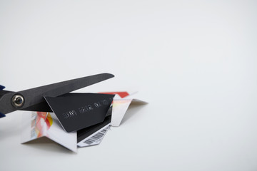 credit card cutting and text