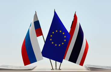 Flags of Slovenia European Union and Thailand