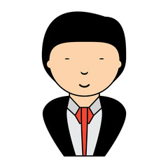 cartoon young businessman wearing suit and tie over white background, vector illustration