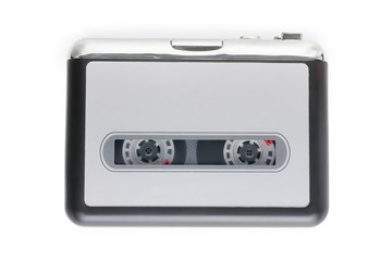 Small cassette player isolated on white with clipping path