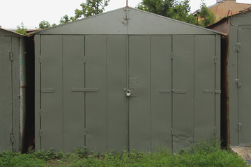 Iron garage on the street