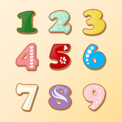 dial on a light background and numbers in the form of cookies. Vector
