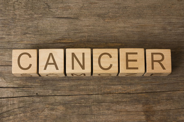 Fototapeta premium word CANCER written on wooden cubes