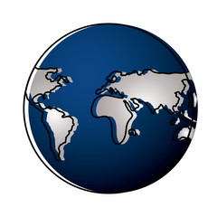 earth planet globe icon over white background, colorful design.  vector illustration