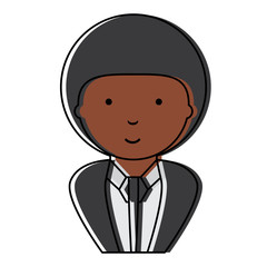 cartoon businessman with afro hairstyle over white background, colorful design.  vector illustration