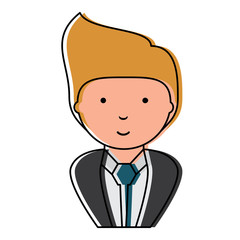 cartoon businessman wearing suit and tie over white background, vector illustration