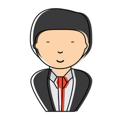cartoon young businessman wearing suit and tie over white background, vector illustration