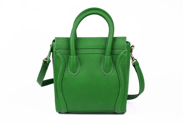 Green Women's handbag, Ladies bag, Green female clutch, Green clutch.Women's bag isolated white background.Bag isolated white background.Clutch isolated white background.