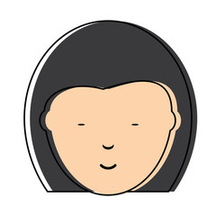 cartoon chinese girl face icon icon over white background, colorful design. vector illustration