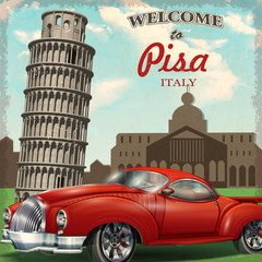Welcome to Pisa retro poster.