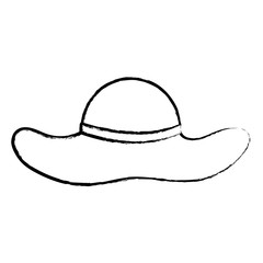 sketch of beach hat icon over white background, vector illustration