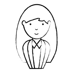sketch of Cartoon businesswoman icon over white background, vector illustration