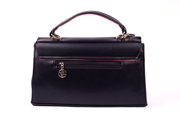 Black Women's handbag, Ladies bag, Black female clutch,Black clutch.Women's bag isolated white background.Bag isolated white background.Clutch isolated white background.