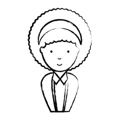 sketch of Cartoon businesswoman icon over white background, vector illustration
