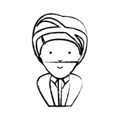 sketch of cartoon Indian man wearing a turban over white background, vector illustration