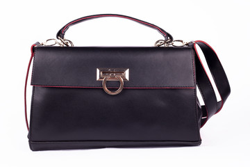 Black Women's handbag, Ladies bag, Black female clutch,Black clutch.Women's bag isolated white background.Bag isolated white background.Clutch isolated white background.