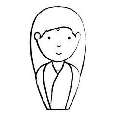 sketch of Hindu woman with traditional costume over white background, vector illustration