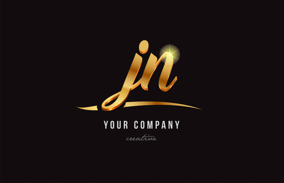 gold alphabet letter jn j n logo combination icon design