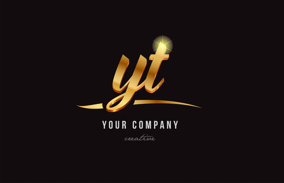 gold alphabet letter yt y t logo combination icon design