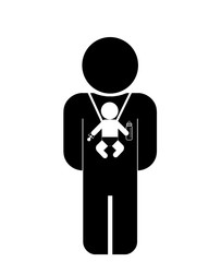 Papa un bébé accroché autour du cou