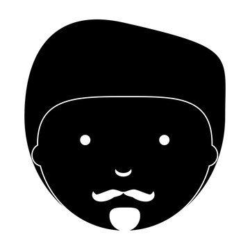 cartoon man with mustache over white background, vector illustration