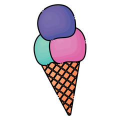 ice cream cone icon over white background, colorful design. vector illustration