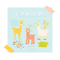 Cute Llama Design for Poster, Invitation, Decoration Card. Childish Alpaca Background. Vector illustration