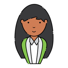Cartoon businesswoman icon over white background, colorful design. vector illustration