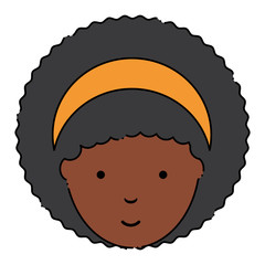 cartoon woman with afro hairstyle icon over white background, colorful design.  vector illustration