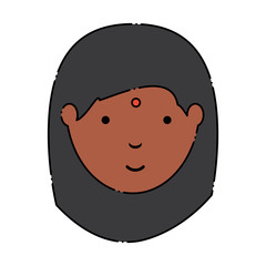 cartoon woman with long hair icon over white background, colorful design. vector illustration