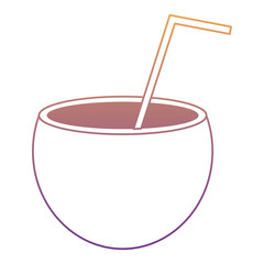 coconut cocktail icon over white background, colorful design. vector illlustration