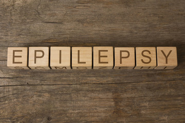 EPILEPSY word written on wooden toy cubes