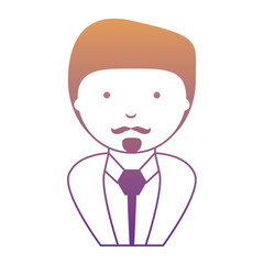 cartoon businessman with mustache over white background, colorful design. vector illustration