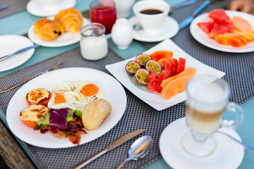 Breakfast with fried eggs