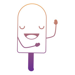 kawaii happy ice cream bar over white background, colorful design. vector illustration