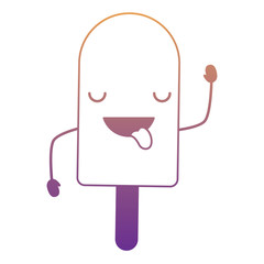 kawaii ice cream bar showing the tongue over white background, colorful design. vector illustration