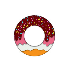 Vector papercut paper style donut. Eps 10