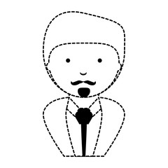 cartoon businessman with mustache over white background, vector illustration