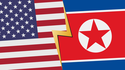 Usa and Nort Korea financial, diplomatic crisis concept. vector illustration.