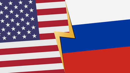 Usa and Russia financial, diplomatic crisis concept. vector illustration.