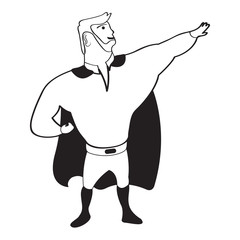 Male superhero cartoon character sketch