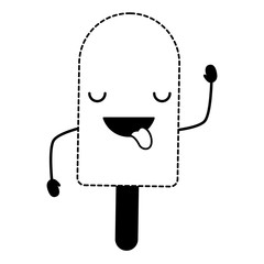 kawaii ice cream bar showing the tongue over white background, vector illustration