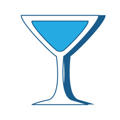 martini cocktail glass icon over white background, blue shading design. vector illlustration