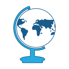 earth planet geography tool icon over white background, blue shading design. vector illustration