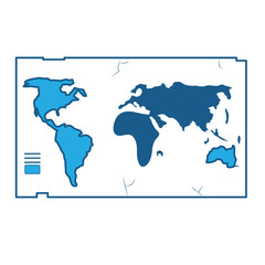 World Map icon over white background, blue shading design. vector illustration