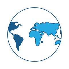 earth planet globe icon over white background, blue shading design. vector illustration