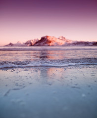 Seascape during sunrise. Beautiful natural landscape on the seashore