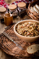 Bigos - stewed cabbage with meat,dried mushrooms and smoked sausage.