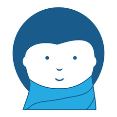 muslim arab woman in hijab over white background, blues shading design. vector illustration