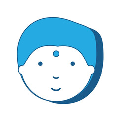 Hindu man face icon over white background, blue shading design. vector illustration